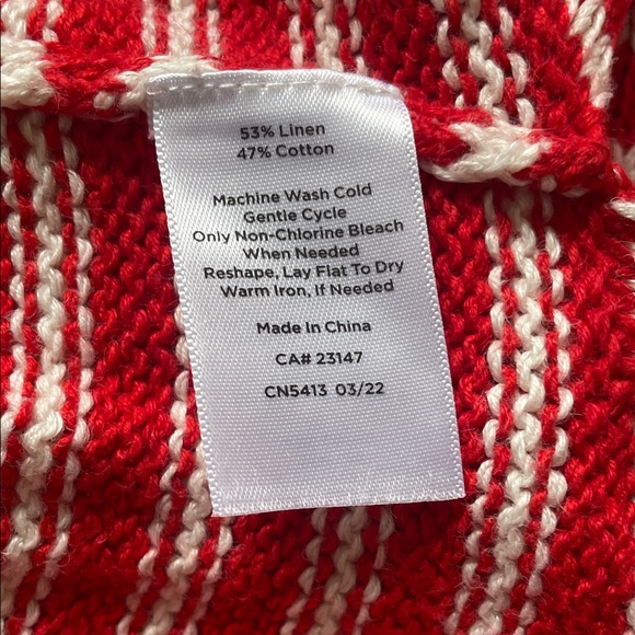 Talbots Red and White V-Neck Sweater - Picture 3 of 4
